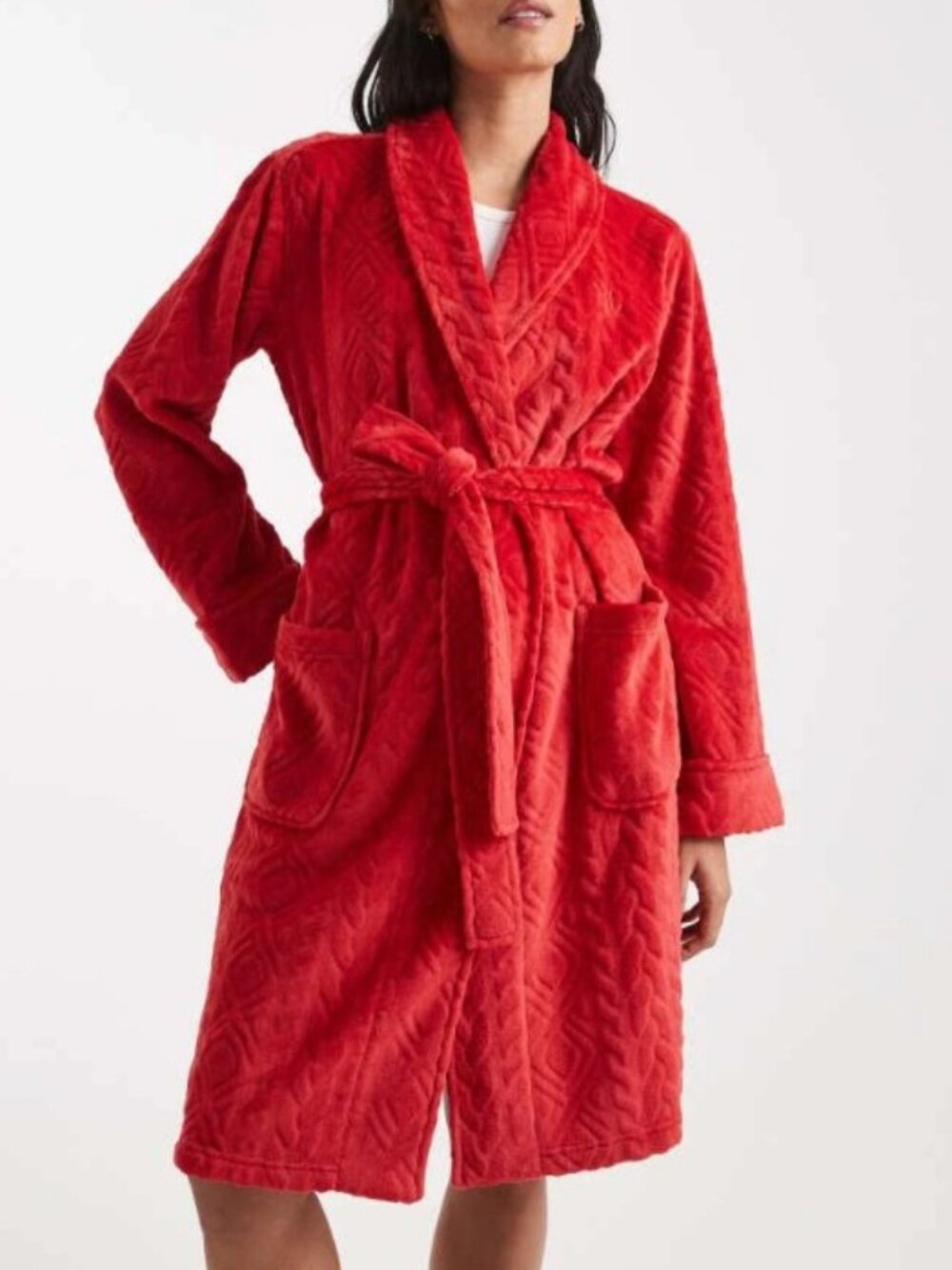 Lauren Ralph Lauren XS Robe Shawl Collar Red Belted RLL Embroidered Logo NEW